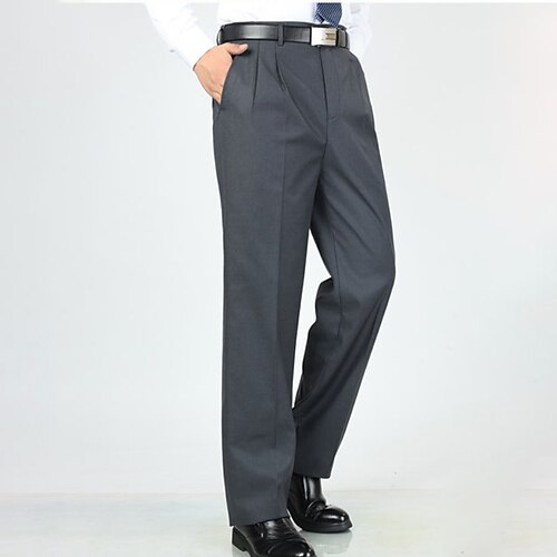 

Men's Dress Pants Fleece Pants Winter Pants Trousers Pocket Fleece Straight Leg Solid Colored Warm Soft Office Business Chic & Modern Casual Dark Blue Dark Gray Micro-elastic