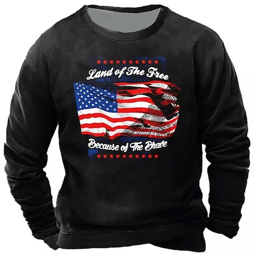 

Men's Sweatshirt Pullover Black Navy Blue Crew Neck Graphic Prints National Flag Print Daily Sports Holiday 3D Print Basic Streetwear Designer Spring & Fall Clothing Apparel Hoodies Sweatshirts