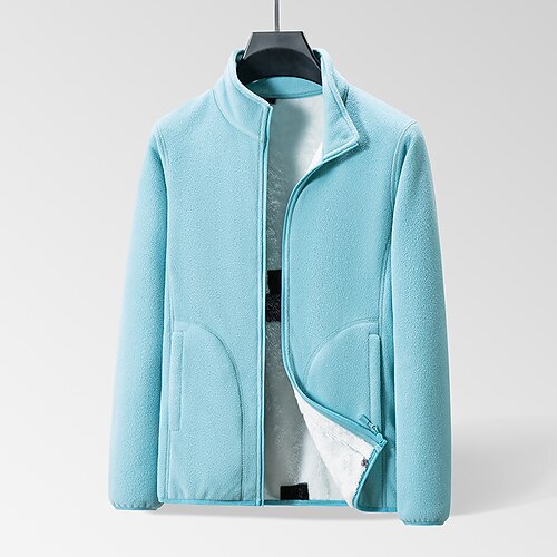 

Women's Plus Size Winter Jacket Fleece Jacket Pocket Zip Up Plain Outdoor Causal Long Sleeve Standing Collar Regular Winter Fall Green Black Purple L XL XXL 3XL 4XL