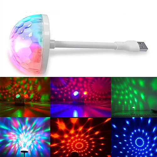 

OTOLAMPARA USB Disco Ball Light 10W Mini Disco Ball Light Adjustable Atmosphere Party Lights Sound Activated Protable Multi Colors USB Disco LED Light for Birthday Party Ball Compatible with USB Port