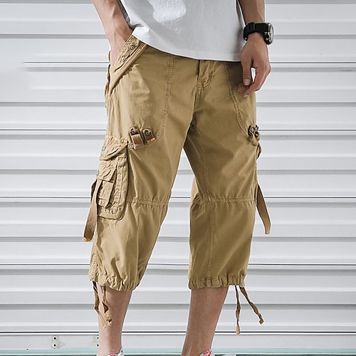 

Men's Cargo Shorts Capri shorts Multi Pocket Solid Colored Calf-Length Daily Going out Streetwear 100% Cotton Chic & Modern Casual ArmyGreen Wine Micro-elastic