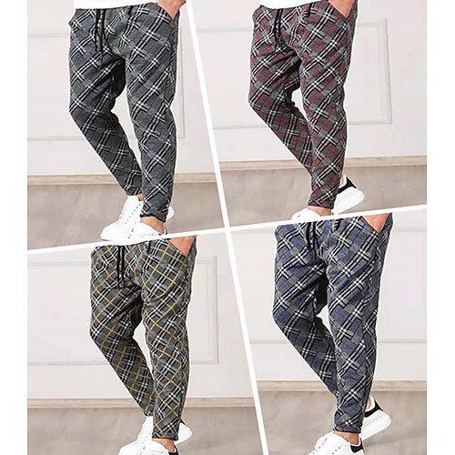 

Men's Sweatpants Pants Drawstring Plaid / Check Sport Athleisure Bottoms Breathable Soft Comfortable Casual Leisure Sports Everyday Use Casual Athleisure Daily