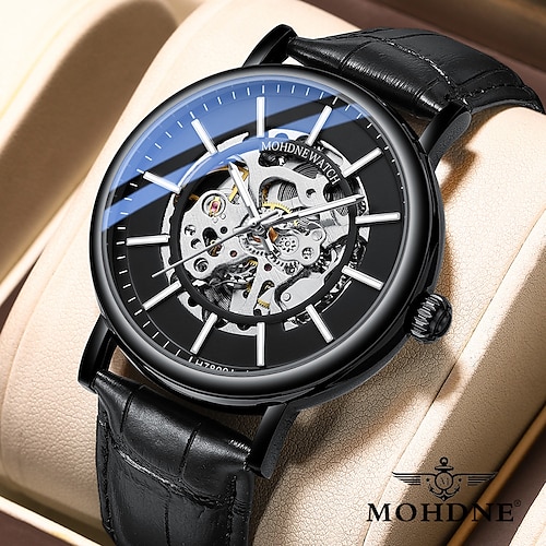 

MOHDNE Mechanical Watch for Men Analog Automatic self-winding Classic Stylish Outdoor Waterproof Noctilucent Stainless Steel Leather Fashion Machine