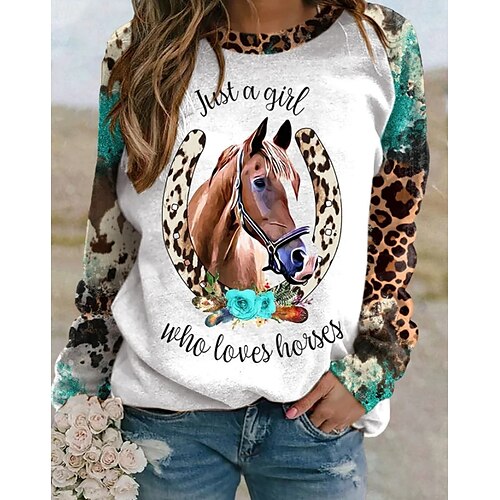 

Women's Sweatshirt Vintage Ethnic Gray Leopard Tribal Home Round Neck Long Sleeve S M L XL 2XL 3XL