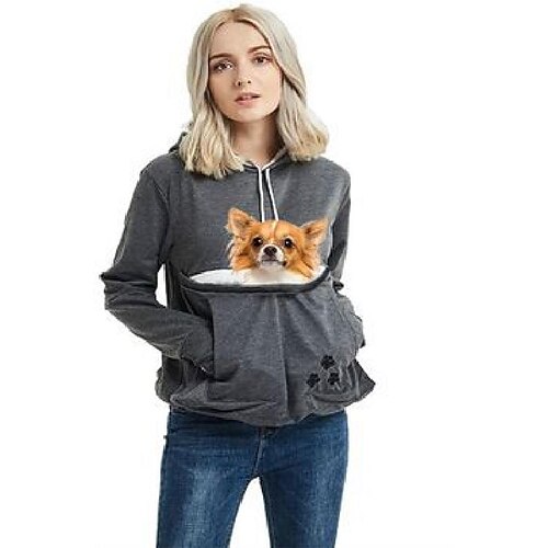 

amazon europe and the united states 2022 popular solid color embroidered cat and dog bag couple hooded loose pullover sweater autumn and winter