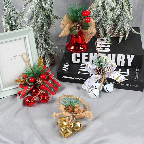 

Christmas Bell Accessories Pendant Diy Shopping Mall Christmas Tree Ornaments Bow Bell Decoration