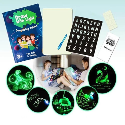

Kids Magic Glow Pad Drawing Board with Real Light by iLight Light Up Painting Pad Game for Boys and Girls 3 to 12 years old that Encourages Creativity