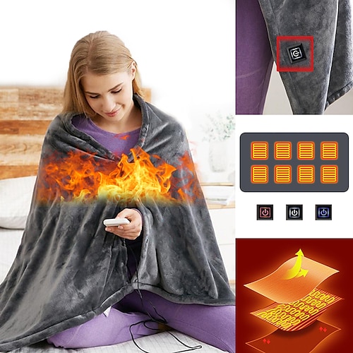 

Couverture portable chauffante, sweat à capuche paresseux surdimensionné avec grande zone de chauffage sur le dos, sweat-shirt sherpa confortable, chaleur noire pour canapé/lit/travail de