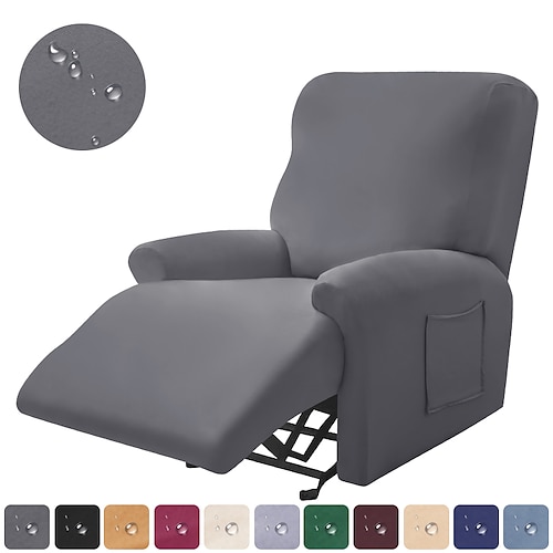 

Premium Water Repellent Recliner Chair Cover 1 Set of 4 Pieces,High Stretch Spandex Fabric Recliner Slipcover with Side Pockets