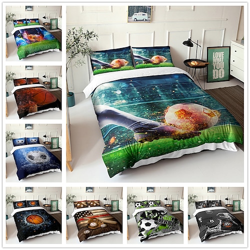 

Football Basketball Baseball Sports Duvet Cover Bedding Sets Comforter Cover with 1 Duvet Cover or Coverlet,1Sheet,2 Pillowcases for Double/Queen/King(1 Pillowcase for Twin/Single)