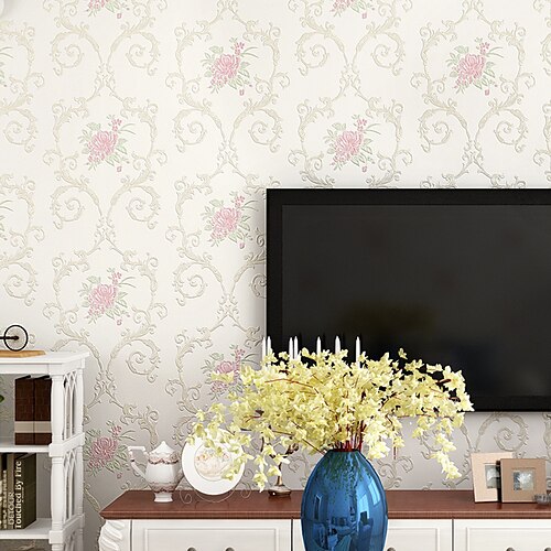 

Wallpaper Wall Cover Sticker Film Peel and Stick Removable Self Adhesive Embossed Flowers Non Woven Home Decoration 30053cm