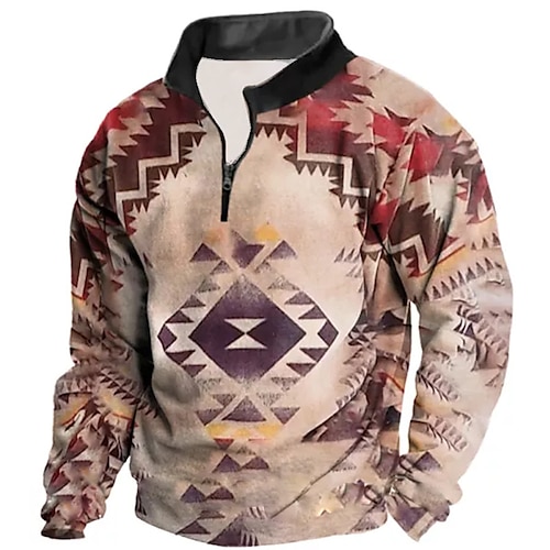 

Men's Zip Up Sweatshirt Pullover Green Blue Purple Brown Gray Half Zip Graphic Prints Zipper Print Daily Sports 3D Print Basic Boho Designer Spring & Fall Clothing Apparel Hoodies Sweatshirts Long