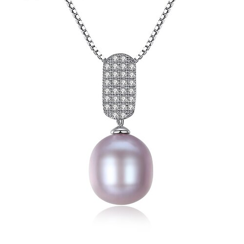 

Necklace Purple Freshwater Pearl S925 Sterling Silver Women's Fashion Sweet Classic Luminous Wedding Oval Necklace For Party Prom