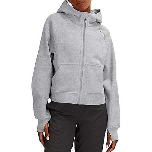 

Women's Hoodie Zipper Solid / Plain Color Hooded Thick Fall ArmyGreen Pink Light Grey Apricot Black