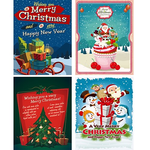 

Hd Printing Waterproof Self-adhesive Christmas Decoration Poster 4 Pieces