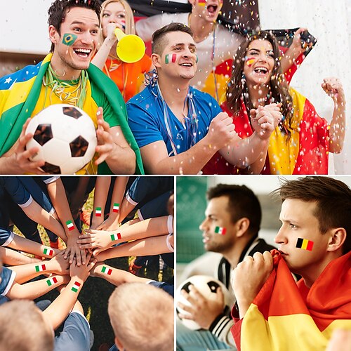 

3 Pcs Cross border new national flag tattoo paste temporary sticker for fans' party of World Cup Marathon Games