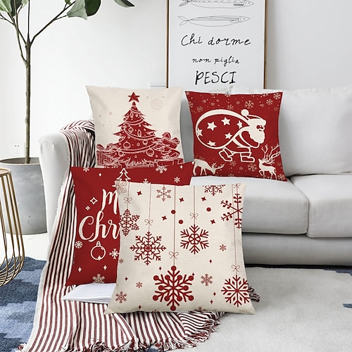 

Christmas Double Side Throw Pillow Cover 4PC Soft Decorative Square Cushion Case Pillowcase for Bedroom Livingroom Sofa Couch Chair Superior Quality Machine Washable