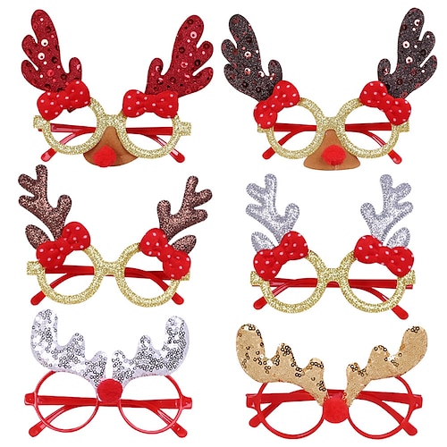 

2Pcs Christmas Party Decorative Glasses Gold Powdered Deer Horn Glasses Birthday Toys Gift Holiday Dressing Props