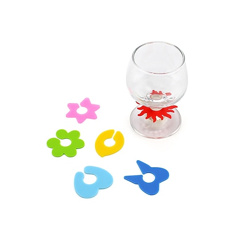 

6pcs Silicone Wine Glass Marker Creative Wine Glass Sticker Wine Glass Recognizer Plane Buckle Wine Label