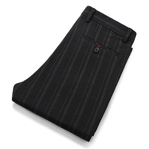 

Men's Dress Pants Long Micro-elastic Tailored Fit Stripe Black Grey 2022