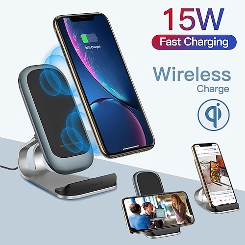 

Qi Wireless Charger 15W for iPhone 14 13 12 11 Samsung S9 Xiaomi Fast Wireless Charging Dock Station Phone Holder Charger