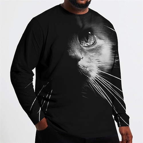 

Men's Plus Size T shirt Tee Big and Tall Graphic Crew Neck Long Sleeve Spring & Fall Basic Fashion Streetwear Comfortable Casual Sports Tops