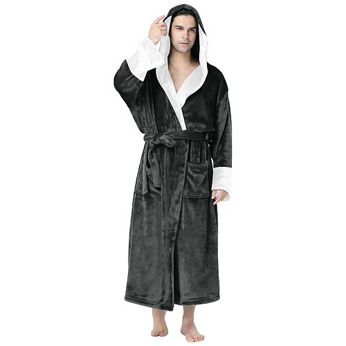 

Per uomo Pigiami Accappatoio Accappatoi 1 pc Colore puro Di tendenza Lusso Interni Da letto terme Cotone Flanella Tenere al caldo Felpa Abitolungo Di base Inverno Autunno Viola nero Nero