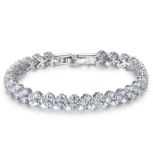 

Women's Clear Zircon Bracelet Classic Precious Fashion Simple S925 Sterling Silver Bracelet Jewelry Silver For Wedding Party