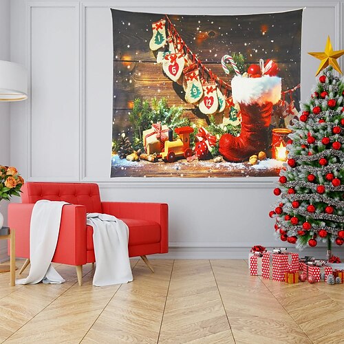 

Christmas Stocking Holiday Party Wall Tapestry Art Decor Blanket Curtain Picnic Tablecloth Hanging Home Bedroom Living Room Dorm Decoration Fireplace Gift Polyester