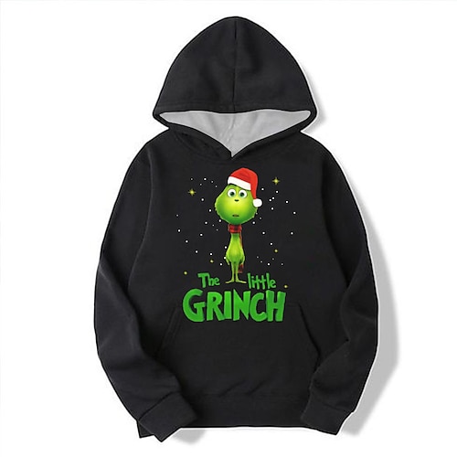 

Kids Girls' Ugly Christmas Hoodie Letter Casual Long Sleeve Pocket Cute 7-13 Years Winter Green Black Wine / Fall