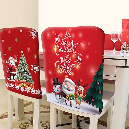 

Christmas Chair Cover Chair Protector Slipcovers Xmas Decoration Dining Chair Seat Covers for Kitchen Restaurant Holiday Party Decor