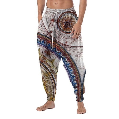 

Men's Trousers Baggy Harem Pants Drawstring Elastic Waist 3D Print Graphic Prints Comfort Breathable Casual Daily Holiday Streetwear Designer Gray Micro-elastic / Drop Crotch