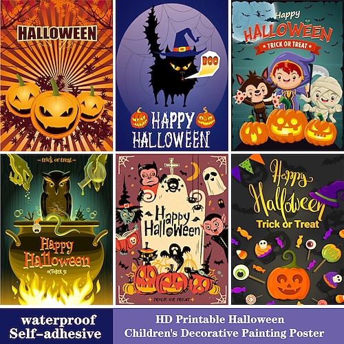 

Hd Printing Self-adhesive Waterproof 3d Halloween Children's Decorative Poster