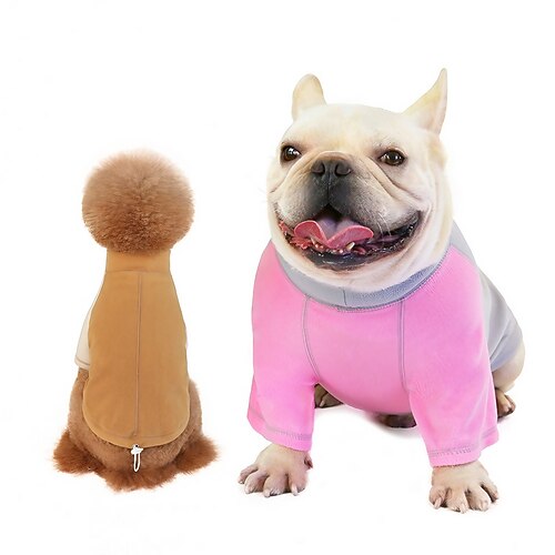 

Otoño e invierno, nuevos pijamas para mascotas, traje de lana polar para perros, abrigo interior suave y cálido, ropa de pelea para perros con contraste de color