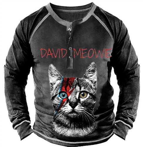 

Men's Sweatshirt Pullover Black Crew Neck Cat Graphic Prints Patchwork Print Casual Daily Sports 3D Print Basic Designer Casual Spring & Fall Clothing Apparel Hoodies Sweatshirts Long Sleeve