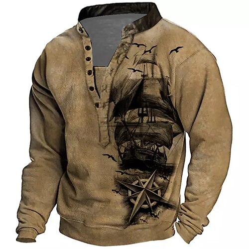 

Men's Sweatshirt Pullover Blue Purple Red Brown Light Blue Standing Collar Graphic Prints Boat Print Casual Daily Sports 3D Print Streetwear Designer Casual Spring & Fall Clothing Apparel Hoodies