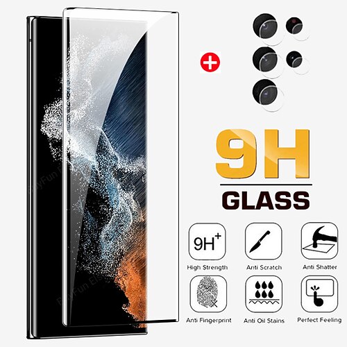 

2 in1 Camera Lens Protector For Samsung S22 Ultra 5G Curved Tempered Glass S22Ultra 22 22 ultra phone screen protection HD Film