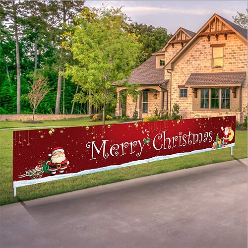 

Merry Christmas Banner, Outdoor Christmas Banner Decorations, Xmas Outdoor & Indoor Hanging Decor, Christmas Holidays Party Decor Supplies 30050cm (10ft18.9 Inch)