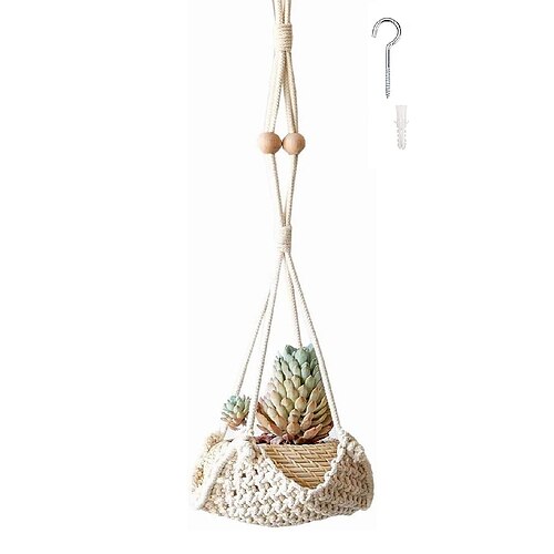 

Macrame Plant Hanger Handmade Cotton Rope Wall Hangings Home Decor with Hook