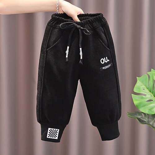 

Toddler Boys Pants Trousers Letter Keep Warm Comfort Pants Outdoor Cotton Cool Daily Black Dark Gray Brown / Winter / Fall