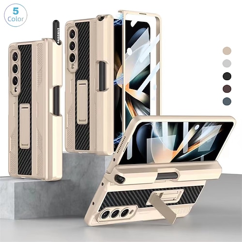 

Phone Case For Samsung Galaxy Flip Z Fold 4 Pencil Holder Magnetic Full Body Protective Solid Colored TPU