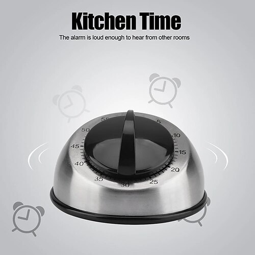 

Stainless Steel Mechanical Kitchen Timer Tool 60 Minutes Time Reminder Kitchen Gadget