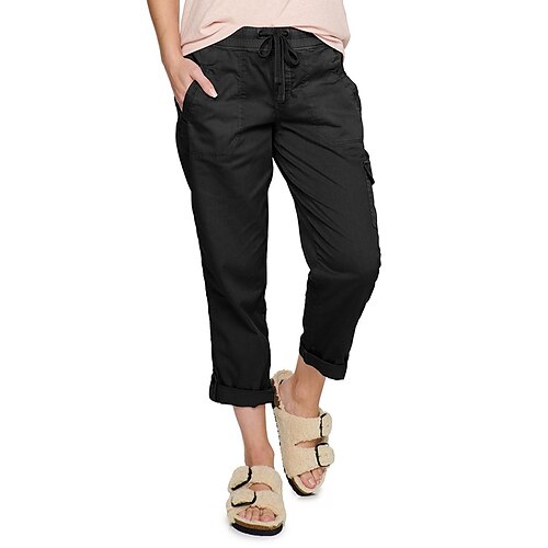 

Women's Pants Trousers Cotton Black Grey Dark Grey Pink Fashion Casual Daily Side Pockets Full Length Comfort Plain S M L XL XXL