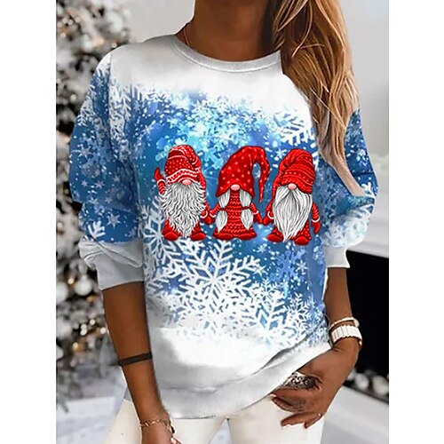 

Women's Sweatshirt Casual Christmas Blue Purple Gold Graphic Snowflake Christmas Hoodie Long Sleeve S M L XL 2XL 3XL