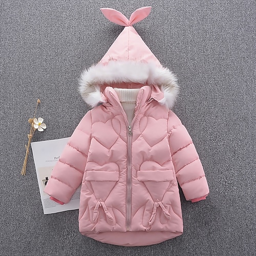 

Kids Girls' Down Coat Solid Color Adorable School Coat Outerwear 2-12 Years Winter Pink / Fall