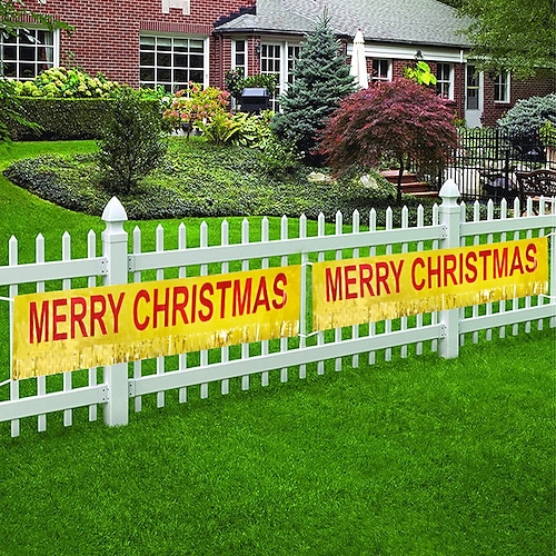 

2pcs Merry Christmas Banner, Outdoor Christmas Banner Decorations, Xmas Outdoor & Indoor Hanging Decor, Christmas Holidays Party Decor Supplies 30050cm (10ft18.9 Inch)
