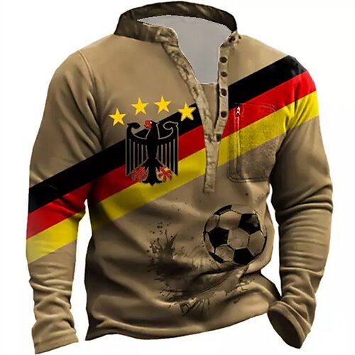 

Men's Sweatshirt Pullover Green Blue Purple Brown Light Blue Standing Collar Graphic Prints Soccer Zipper Print Daily Sports Holiday 3D Print Basic Streetwear Designer Spring & Fall Clothing Apparel