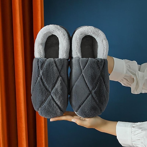 

Per uomo Pantofole e infradito Ciabatte calde Pantofole in pile Pantofole di peluche Informale Interni Giornaliero Caffè Grigio A strisce Inverno