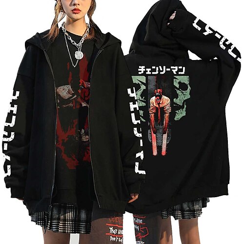 

Inspired by Chainsaw Man Denji Cartoon Manga Outerwear Anime Classic Street Style Outerwear For Men's Women's Unisex Adults' Hot Stamping 100% Polyester