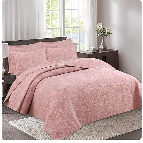 

100% Cotton Quilt, Embossed Modern Style Coverlet, Lightweight Soft Bedspread, Embossed Summer Quilt, Queen Size King Size Luxurious Warm Bedding Quilts for All Season